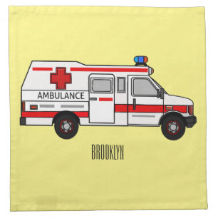 Ambulance cartoon illustration cloth napkin