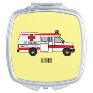 Ambulance cartoon illustration compact mirror