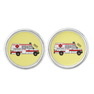 Ambulance cartoon illustration cufflinks