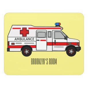 Ambulance cartoon illustration door sign