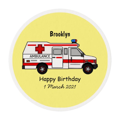 Ambulance cartoon illustration edible frosting rounds