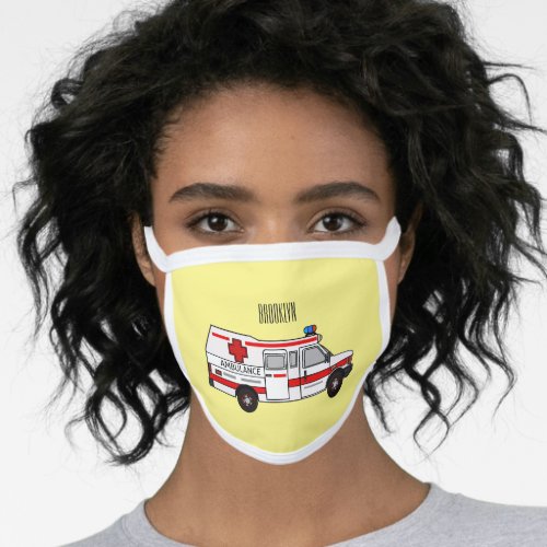Ambulance cartoon illustration face mask