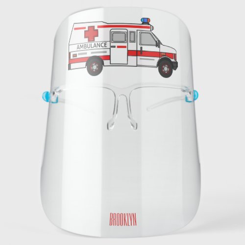 Ambulance cartoon illustration  face shield