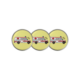 Ambulance cartoon illustration golf ball marker