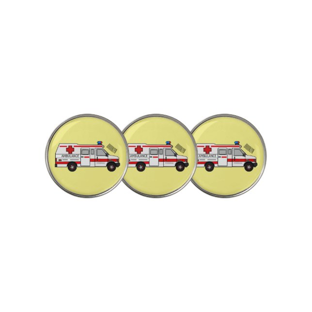 Ambulance cartoon illustration golf ball marker (3 Up)