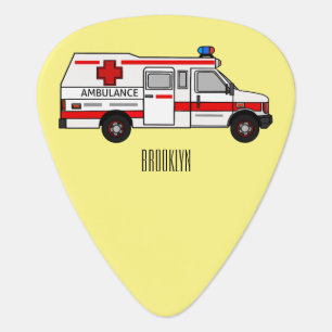 Ambulance cartoon illustration guitar pick