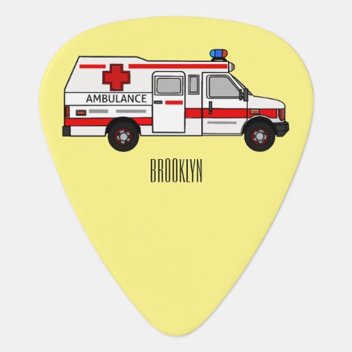 Ambulance cartoon illustration guitar pick
