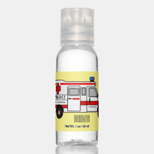 Ambulance cartoon illustration  hand sanitizer