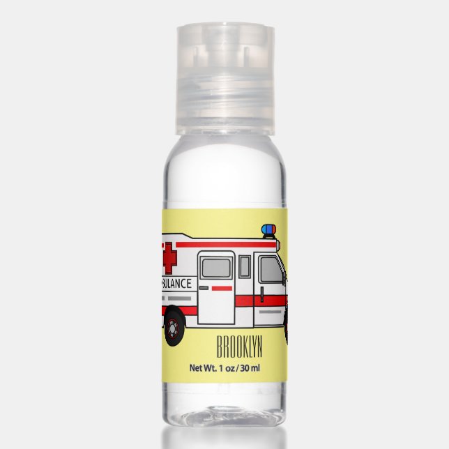 Ambulance cartoon illustration  hand sanitizer (Front)