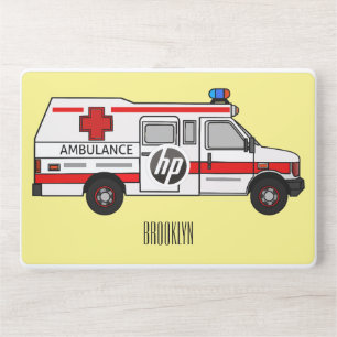 Ambulance cartoon illustration HP laptop skin