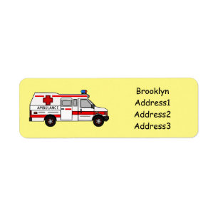 Ambulance cartoon illustration label