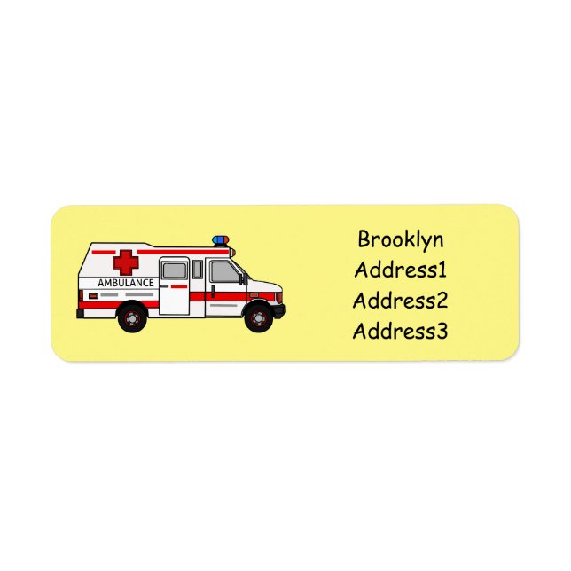 Ambulance cartoon illustration label (Front)
