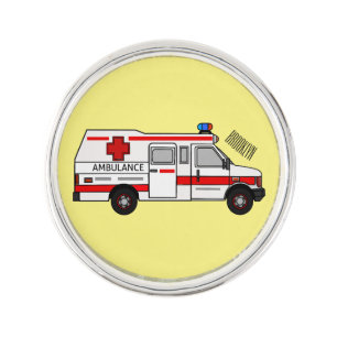 Ambulance cartoon illustration lapel pin