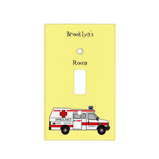 Ambulance cartoon illustration light switch cover (Front)