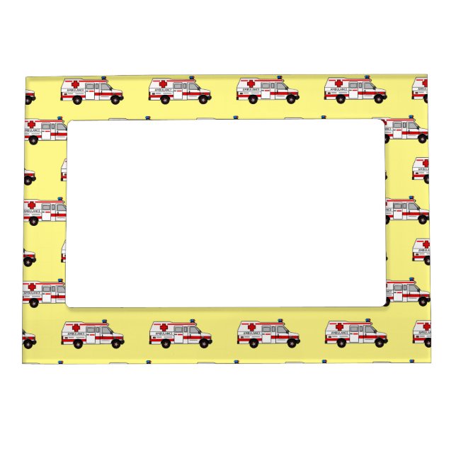 Ambulance cartoon illustration magnetic frame (Front)