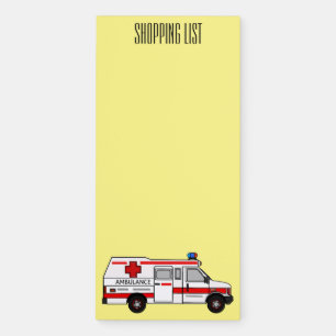 Ambulance cartoon illustration magnetic notepad