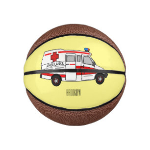 Ambulance cartoon illustration mini basketball