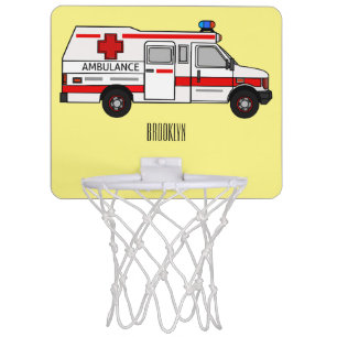 Ambulance cartoon illustration mini basketball hoop
