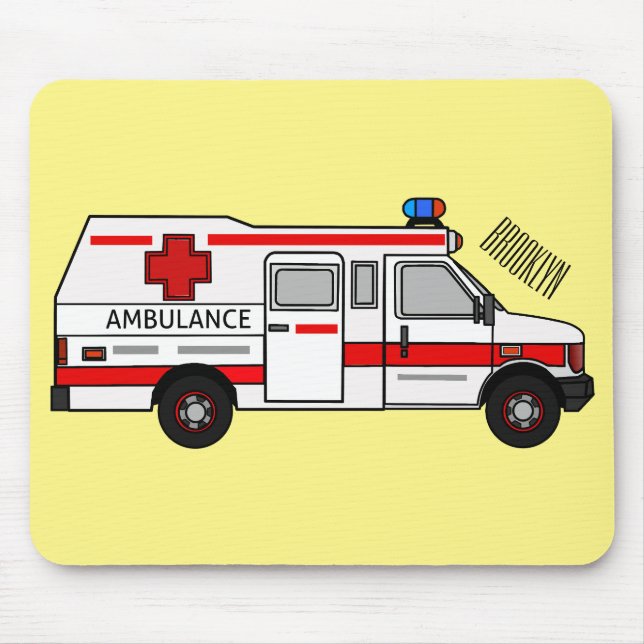 Ambulance cartoon illustration mouse pad (Front)