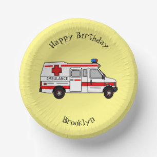 Ambulance cartoon illustration paper bowls