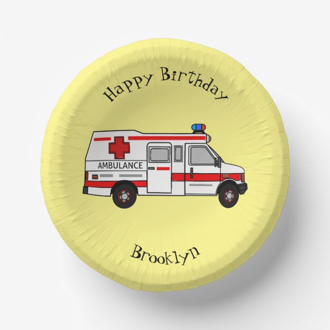 Ambulance cartoon illustration paper bowls (Front)