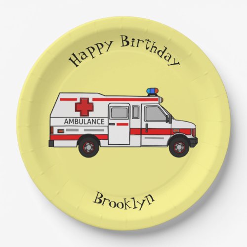 Ambulance cartoon illustration paper plates