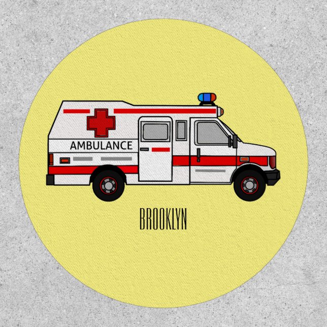 Ambulance cartoon illustration patch (Front)