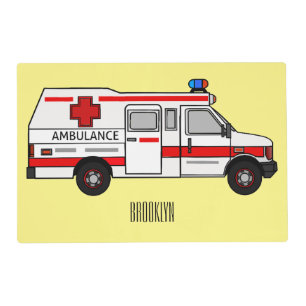 Ambulance cartoon illustration placemat