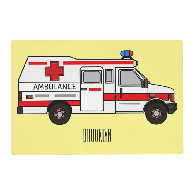 Ambulance cartoon illustration placemat (Front)
