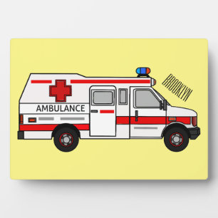 Ambulance cartoon illustration plaque