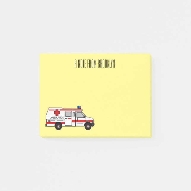 Ambulance cartoon illustration post-it notes (Front)