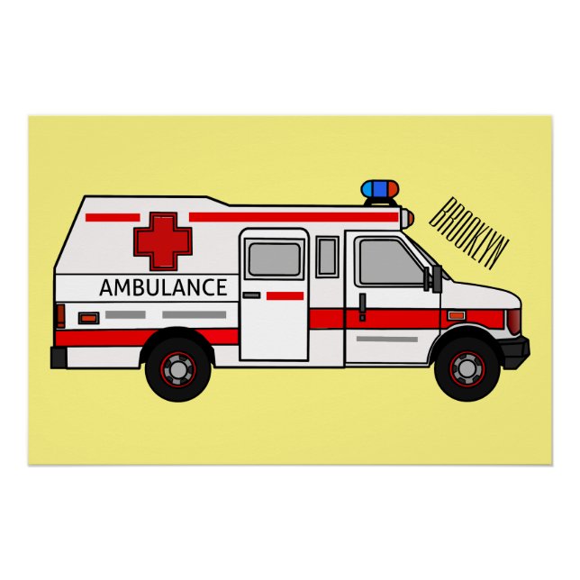 Ambulance cartoon illustration poster (Front)