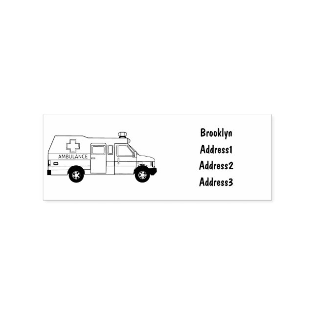 Ambulance cartoon illustration rubber stamp (Imprint)