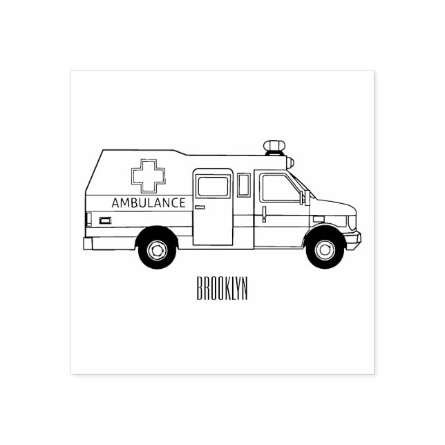 Ambulance cartoon illustration rubber stamp (Imprint)