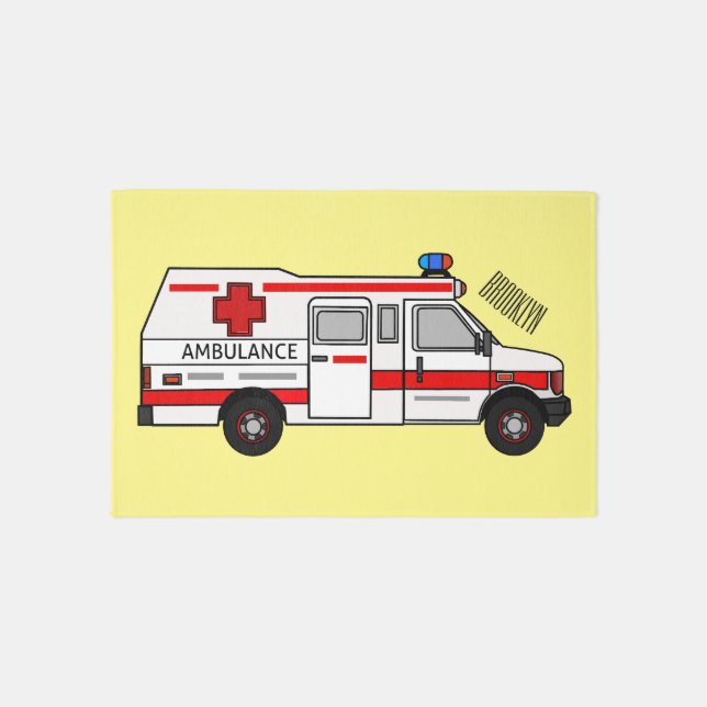 Ambulance cartoon illustration rug (Front)