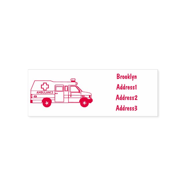 Ambulance cartoon illustration self-inking stamp (Design)