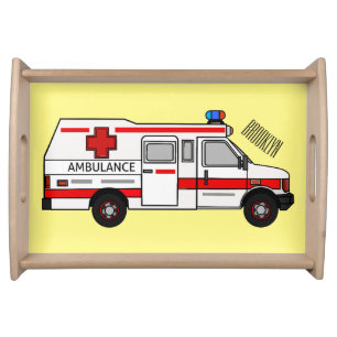 Ambulance cartoon illustration serving tray