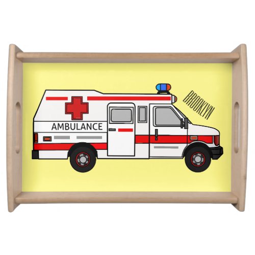 Ambulance cartoon illustration serving tray