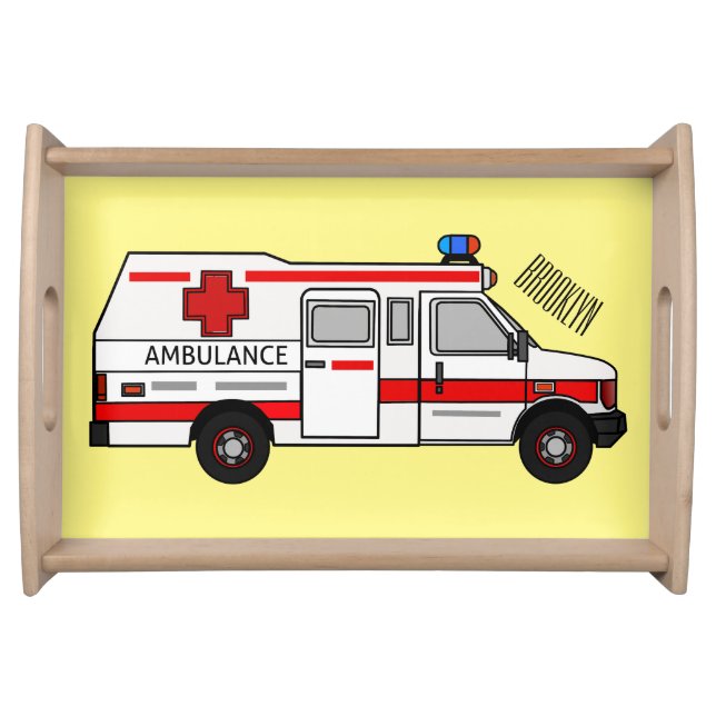 Ambulance cartoon illustration serving tray (Front)