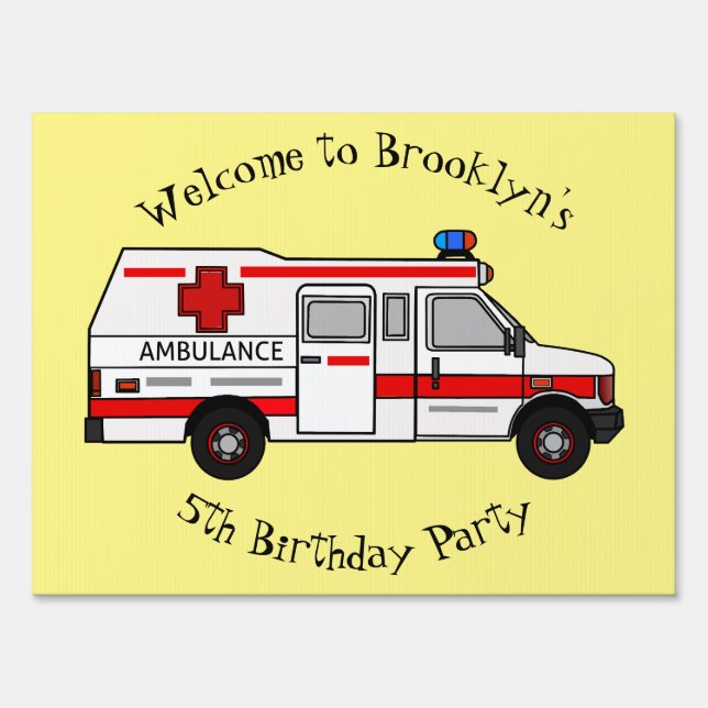 Ambulance cartoon illustration sign (Front)