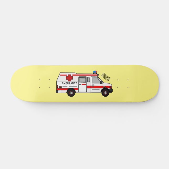 Ambulance cartoon illustration skateboard (Horz)