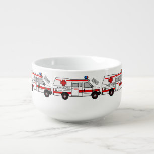 Ambulance cartoon illustration soup mug