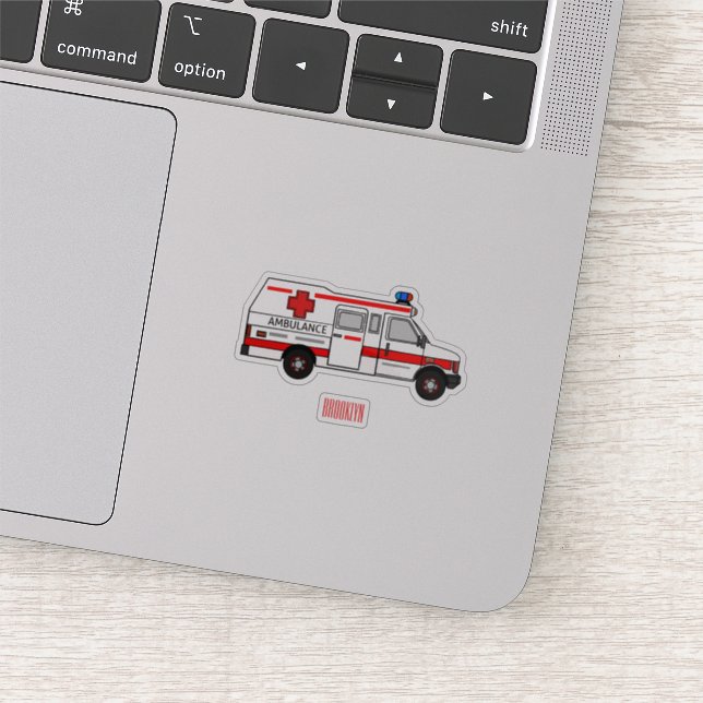 Ambulance cartoon illustration sticker (Detail)
