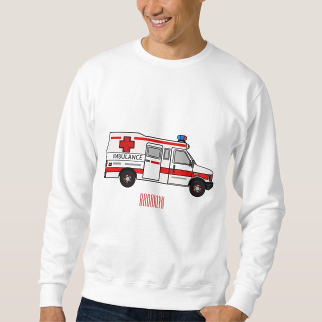 Ambulance cartoon illustration sweatshirt (Front)