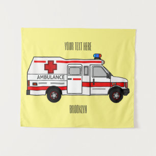 Ambulance cartoon illustration tapestry