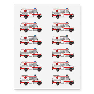 Ambulance cartoon illustration temporary tattoos