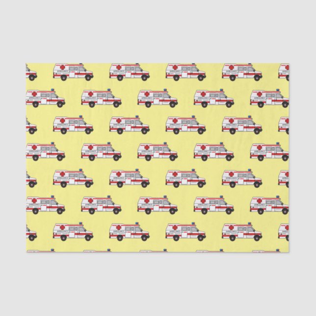 Ambulance cartoon illustration tissue paper (Front)