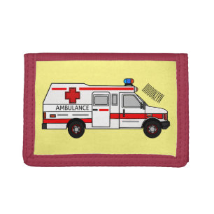 Ambulance cartoon illustration tri-fold wallet