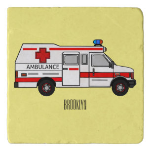 Ambulance cartoon illustration trivet