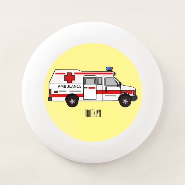 Ambulance cartoon illustration Wham-O frisbee (Front)